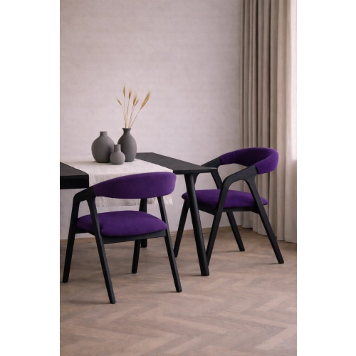 PRODUCENT Krzesło Dębowe KR-201 Kolor Tkaniny Fioletowy Kolor Drewna Orzech